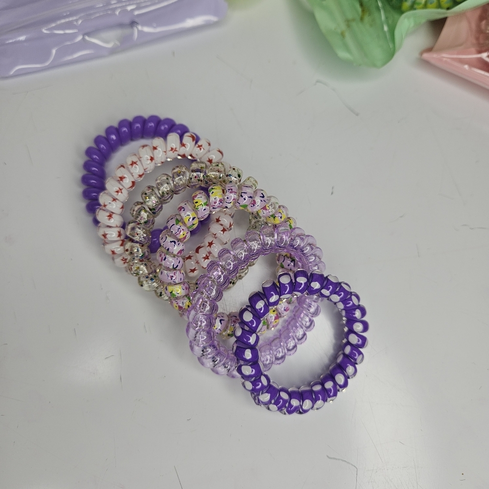 Elastic hair ties floral pattern ponytail holders for workout vacation&everyday - Picture 2 of 12